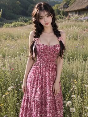 Twirl into Flowers strapless Smocked flowy blooming floral Maxi dress L